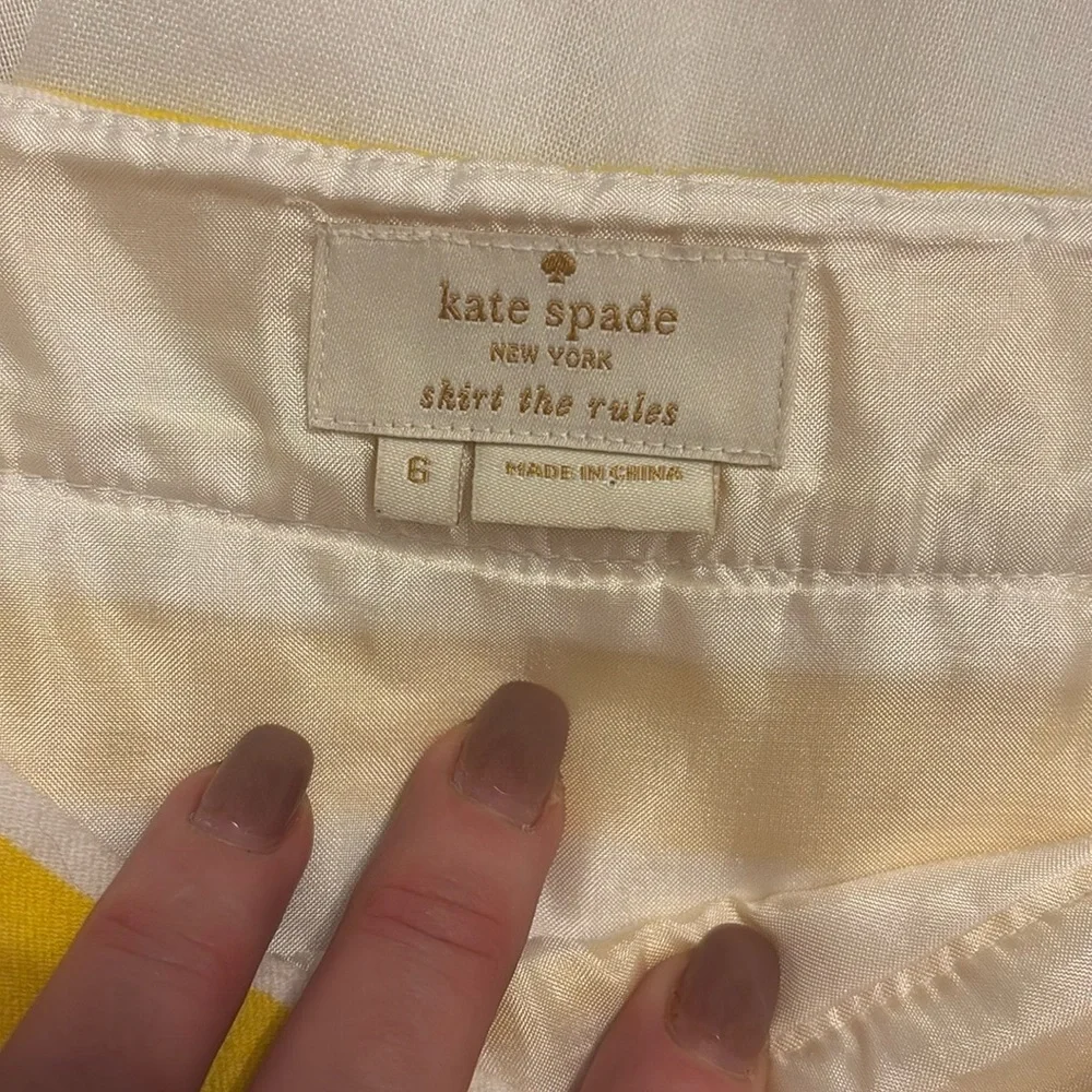 Kate Spade Striped Yellow and White Women's Skirt Sz 6